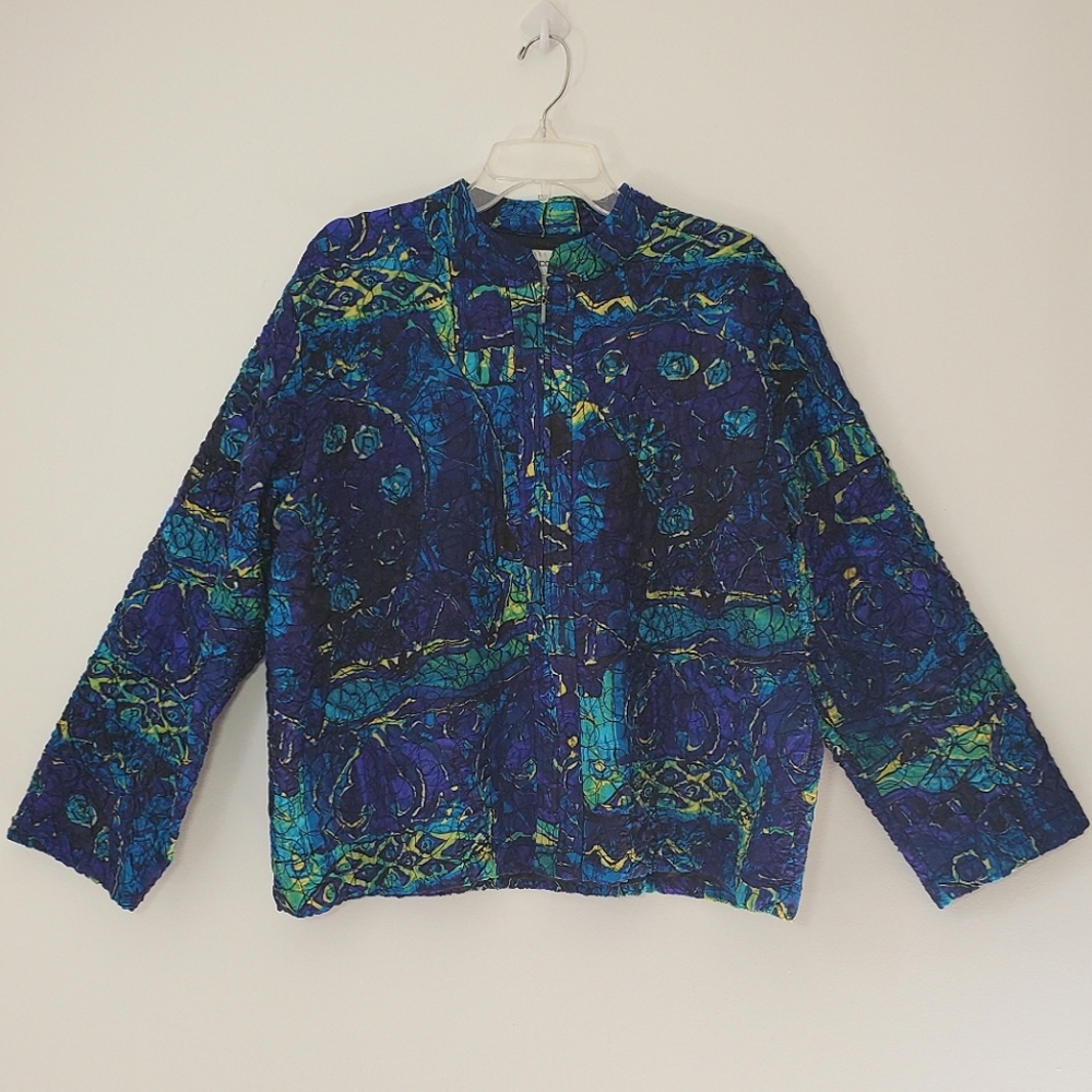 Chico's Silk Zip Down Crinkle Jacket